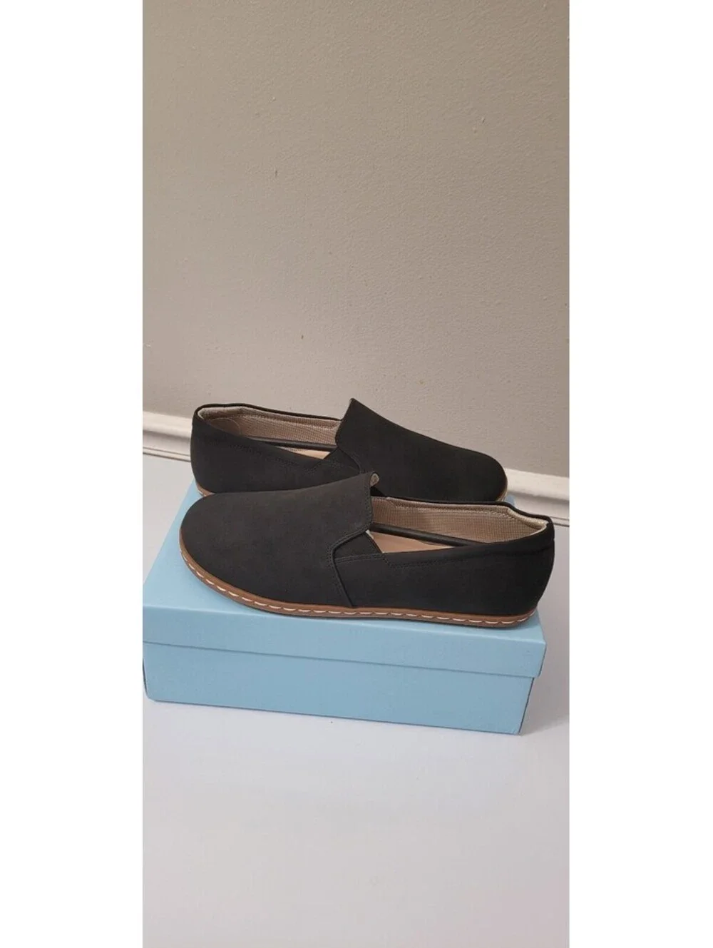 benassal Women's Slip-On Flats Carbon Black Size 10